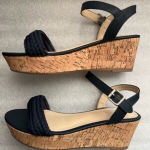 Nautica Navy Blue Ankle Strap Platform Sandal 9M